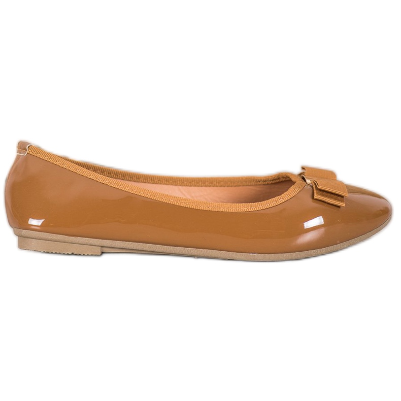 Fama Lackade ballerinor med rosett brun