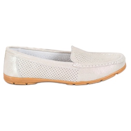 Läder Loafers med VINCEZA glitter beige gyllene