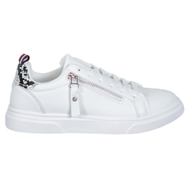 SHELOVET Sportskor med dekorativ dragkedja vit