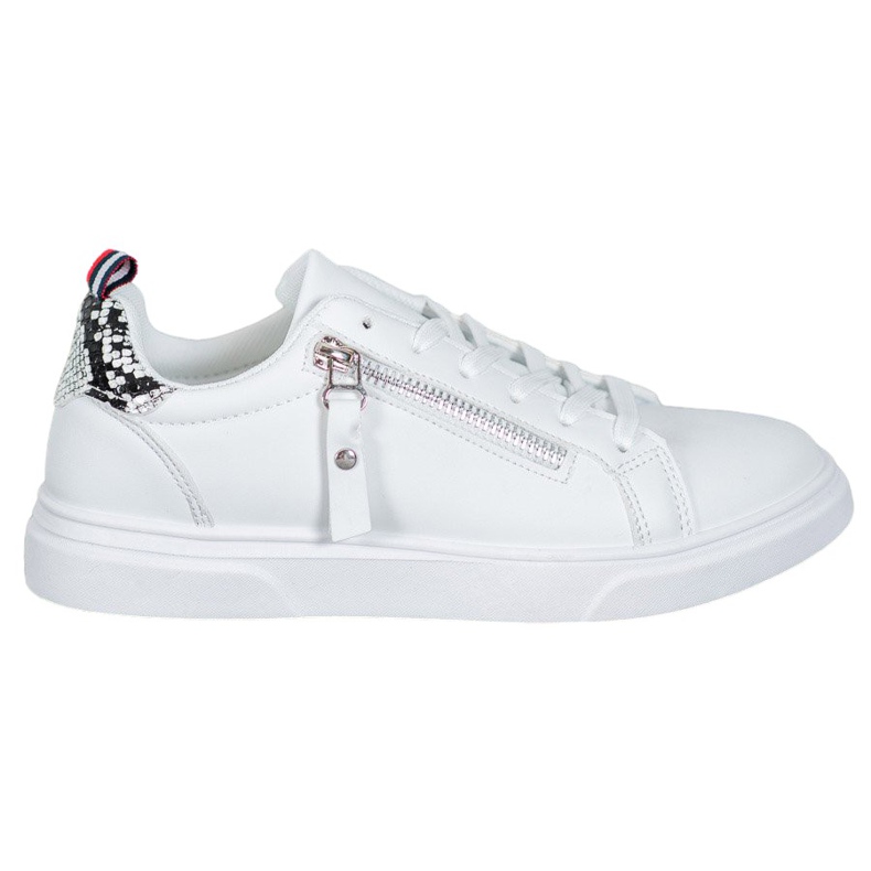 SHELOVET Sportskor med dekorativ dragkedja vit