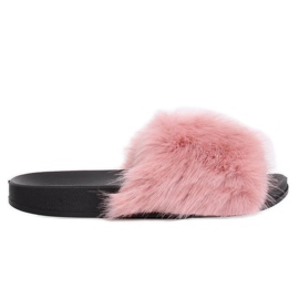 Rosa tofflor med päls CK107P Rosa