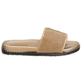 SHELOVET Trendiga tofflor med cubic zirconia gul