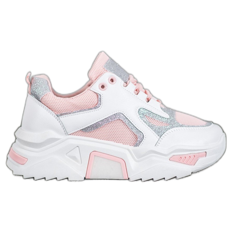 Seastar Trendiga sneakers med glitter vit rosa