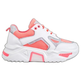 Seastar Trendiga sneakers med glitter vit orange