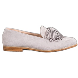 Seastar Mockaskor med fransar grå