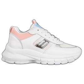 SHELOVET Moderiktiga Eco Leather Sneakers vit mångfärgad