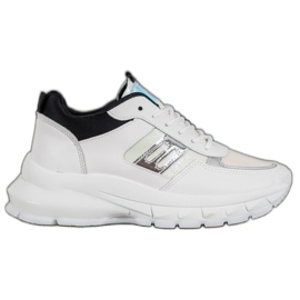 SHELOVET Moderiktiga Eco Leather Sneakers vit svart mångfärgad