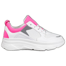 SHELOVET Casual Eco Leather Sneakers vit rosa