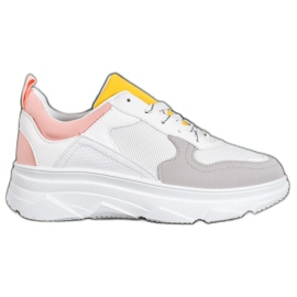 SHELOVET Casual Eco Leather Sneakers vit mångfärgad