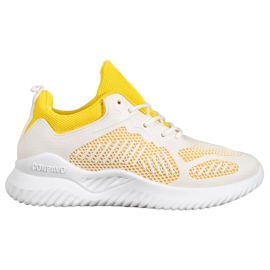 SHELOVET Klassiska sneakers med mesh vit gul