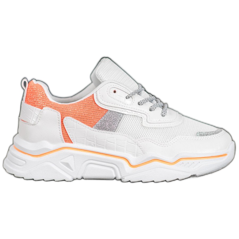 SHELOVET Sneakers på plattformen med glitter vit orange
