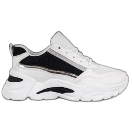 SHELOVET Snygga sneakers med glitter vit svart