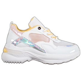 SHELOVET Snygga Eco Leather Sneakers vit mångfärgad