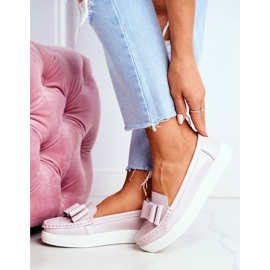 S.Barski Rosa läderloafers för kvinnor LR92036