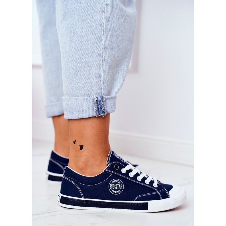 Marinblå kvinnors sneakers Big Star FF274229