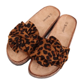 Cork tofflor leopardmönster CK115P Leopard brun