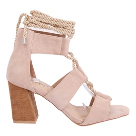 Beige högklackade sandaler LL-229P Beige