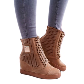 LU BOO Kamelskor, openwork damskor B-3EA brun