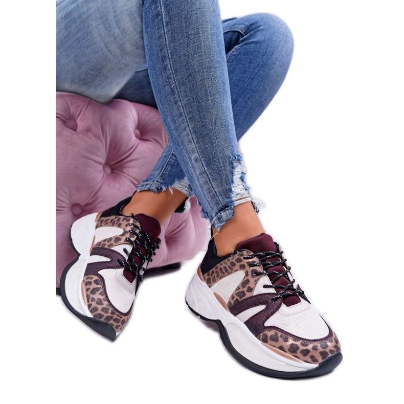 Vita sportskor, sneakers leopard FY091-3 brun mångfärgad