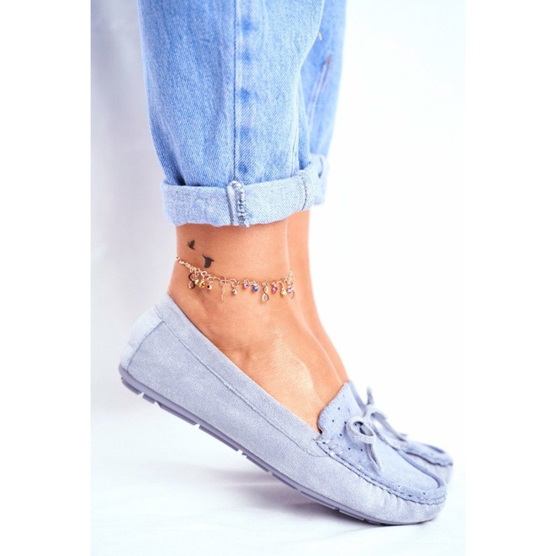 S.Barski Blå mocka loafers för kvinnor A199-C