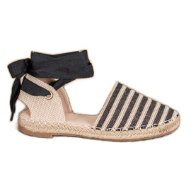 Small Swan Espadriller med dekorativt band brun svart