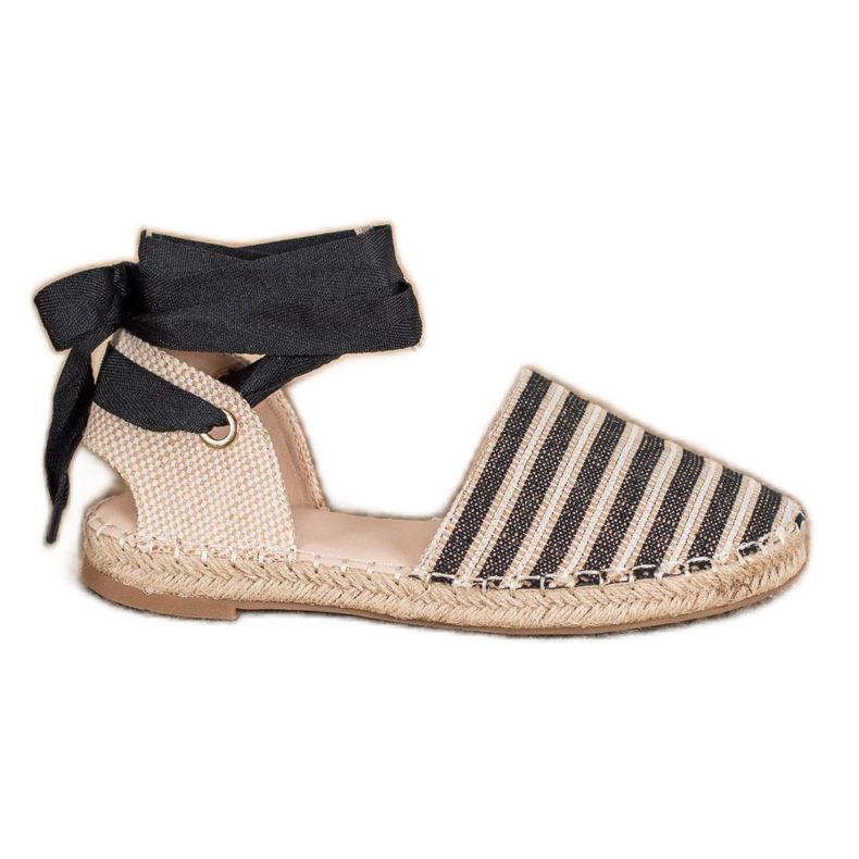 Small Swan Espadriller med dekorativt band brun svart