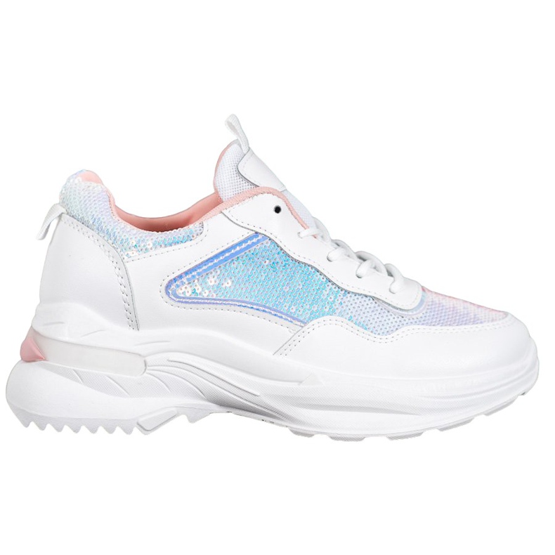 SHELOVET Trendiga sneakers med paljetter vit