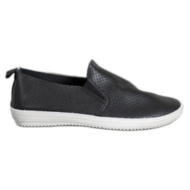 SHELOVET Openwork Black Slipons svart