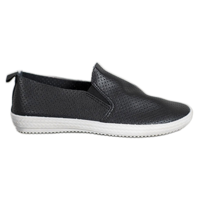 SHELOVET Openwork Black Slipons svart