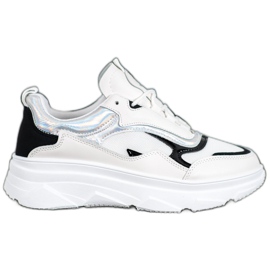 SHELOVET Trendiga vita sneakers svart