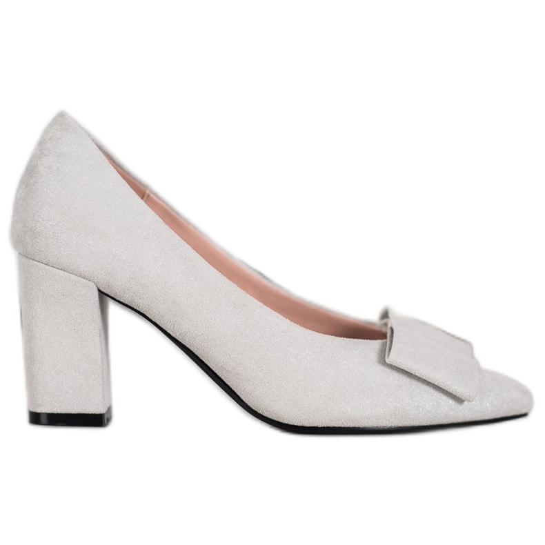 W. Potocki Glitterpumpar med rosett grå