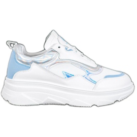 SHELOVET Trendiga vita sneakers blå