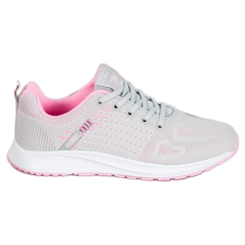 Ax Boxing Bekväma Openwork -sportskor rosa grå