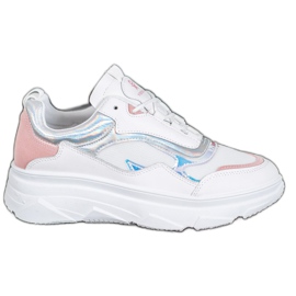 SHELOVET Trendiga vita sneakers mångfärgad