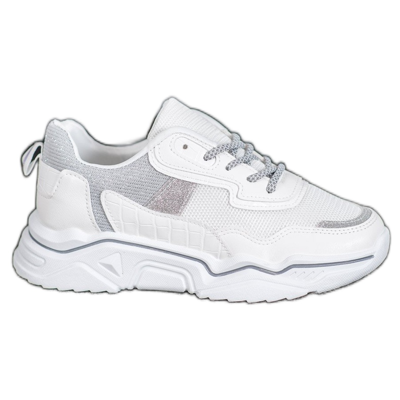 SHELOVET Sneakers på plattformen med glitter vit