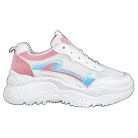 SHELOVET Vita sneakers med Holo -effekt mångfärgad