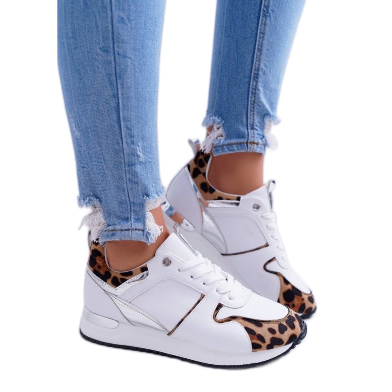 Vita damskor sneakers leopard 19009