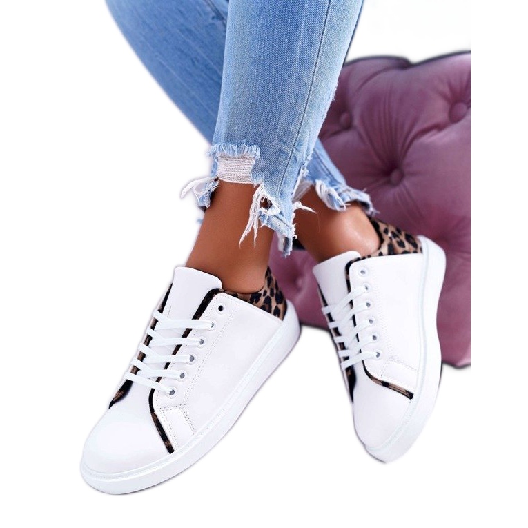 FRJ Dam Sneakers White Lumiere med leopardmönster vit