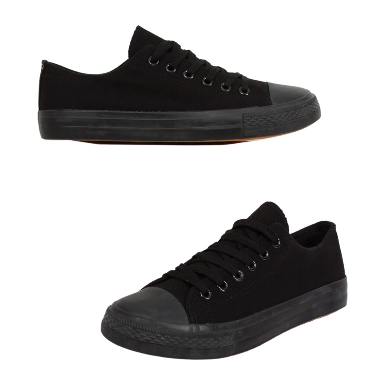 Klassiska svarta sneakers för kvinnor XL03 ALL-BLACK (svart sula)