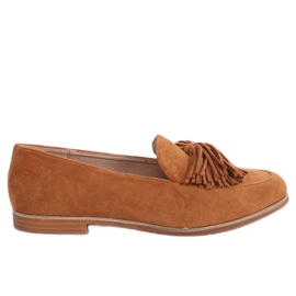 Damloafers med fransar kamel T357P Camel brun