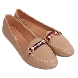 Beige 9F177 Kaki ansiktsloafers