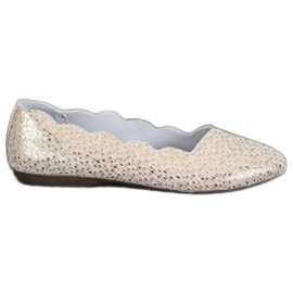 Filippo Fashionabla ballerinor i läder gyllene