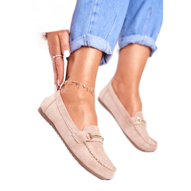 BUGO Beige damskor med mocka loafers 99-01A