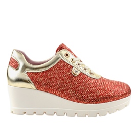 Röda trendiga Wedge Sneakers JFL663-3