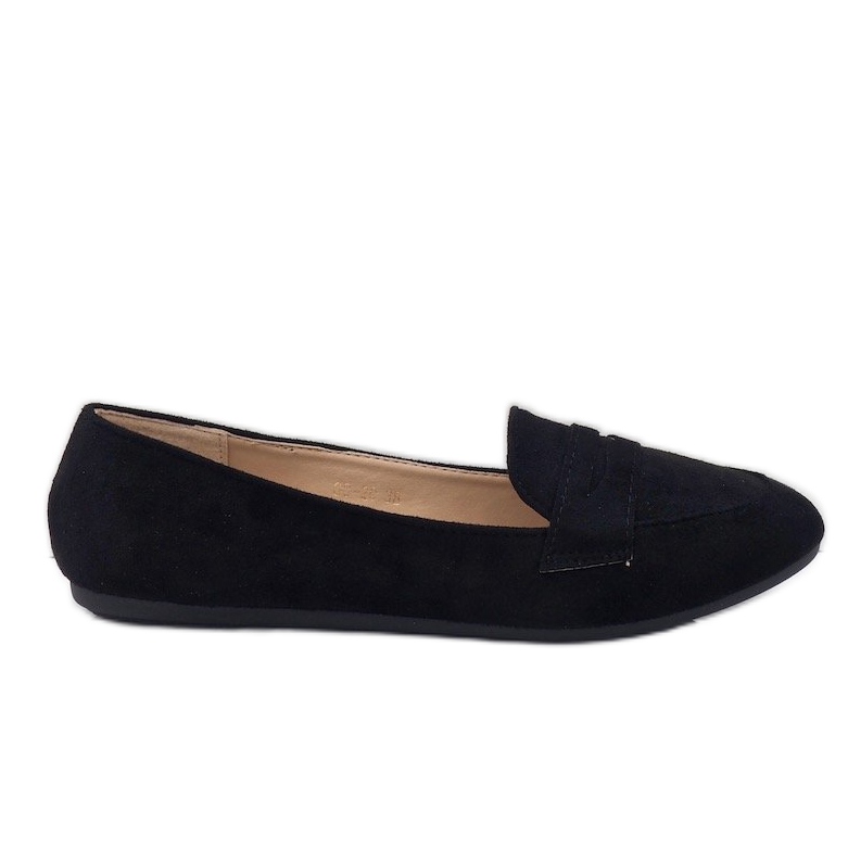 Svarta 3C-20 ballerina loafers i ekologisk mocka