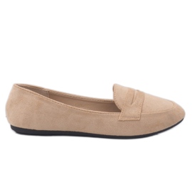 Beige 3C-20 eco-mocka ballerina loafers