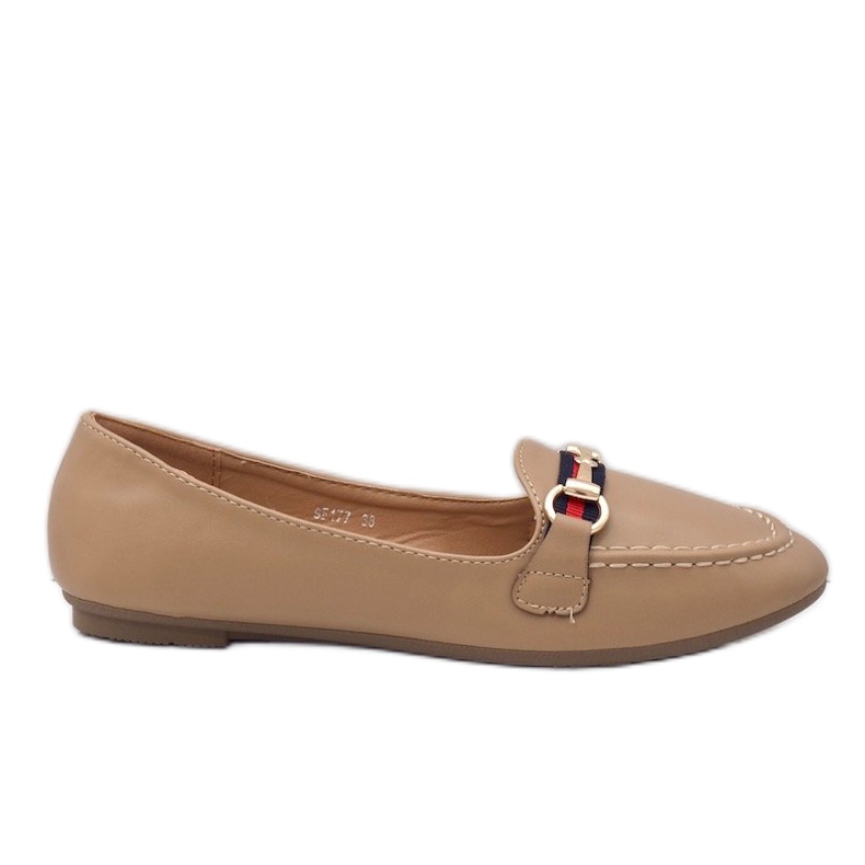 Khaki loafers eco-läder ballerinor 9F177 beige