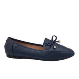 Marinblå ballerina loafers med ekoläder 9F175