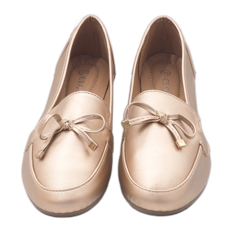 Ballerina loafers i gyllene läder 9F175