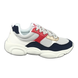 Lee Cooper W-1275 kvinnor vit röd marinblå grå flerfärgad